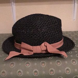 Super light weight black Fedora Style Hat with Bow